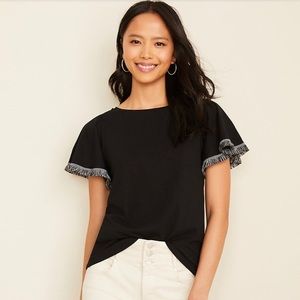 Ann Taylor Fringe Sleeve Pima Cotton Blouse - NWT